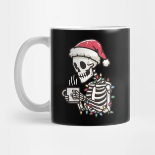 Christmas Skeleton Drinking Coffee Mug